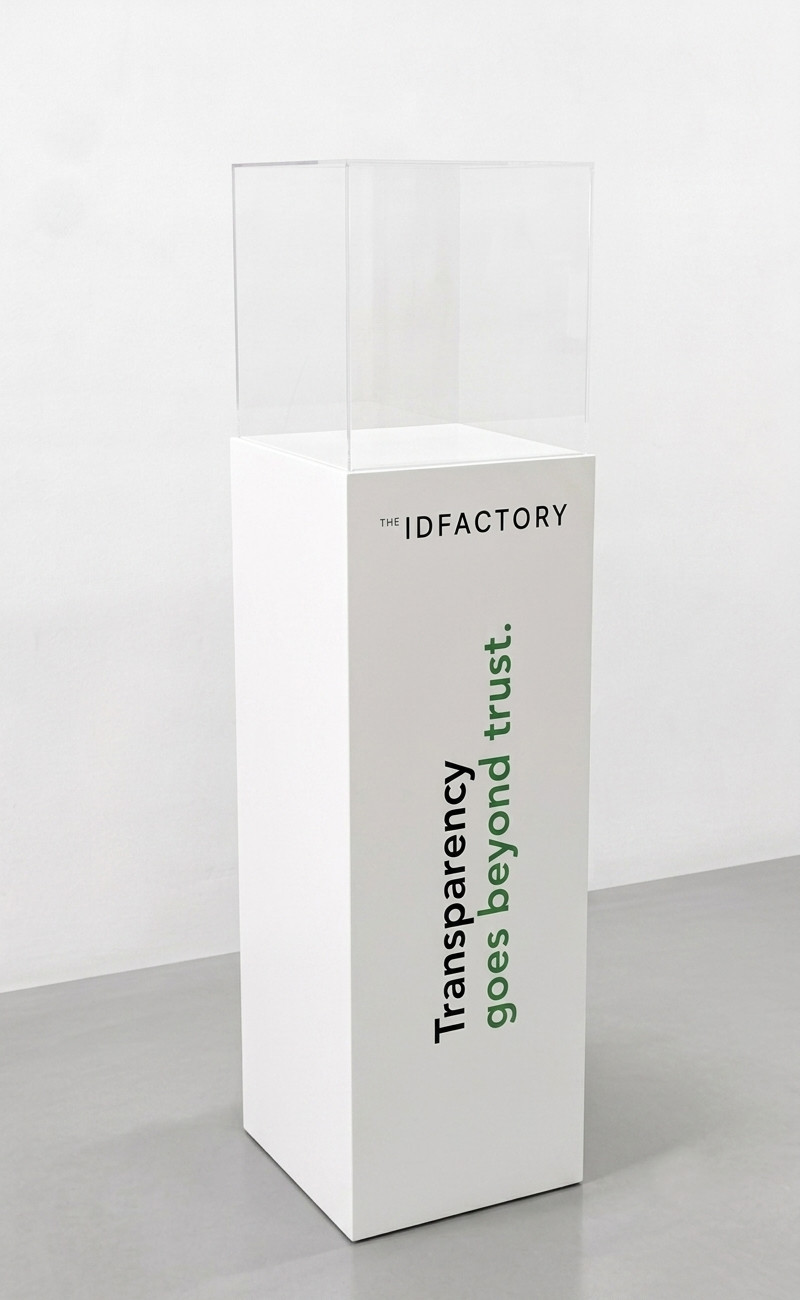 totem da terra personalizzato con teca in plexiglass